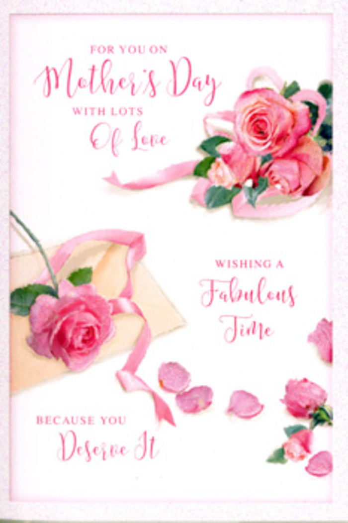 The Mother's Day card pictured is styled like a modern floral illustration, yet it carries the warmth of something created by hand in a cosy Oxford studio. Across a clean, white background, a collection of pink roses forms the heart of the design, gathered loosely as if freshly arranged by a florist who prefers natural, garden-inspired shapes. The roses display nuances of colour-from pale, almost ivory blush at the outer petals to deeper pink at the centre-giving the impression of depth and fullness. Some blooms face forward, revealing their tightly layered hearts, while others tilt gently to the side, catching the light like flowers in a vase near a North Oxford bay window. Scattered rose petals surround the main bouquet, lying at different angles, their softly curved edges and subtle shadows creating a dreamy, almost poetic effect. Elegant, flowing script overlays part of the scene, offering a heartfelt Mother's Day message in looping letters that echo the curves of the petals. A soft pink ribbon winds lightly around the roses, its loose ends curling as though just tied and then allowed to rest, adding a celebratory touch without overwhelming the composition. The lighting is warm and even, evoking the comforting glow of an early afternoon spent strolling around the Covered Market, choosing flowers and gifts. Although only the card is visible, it clearly pairs in spirit with a fresh bouquet ready for local delivery, capturing gratitude, admiration, and the wish to give Mum a moment of calm beauty amid everyday life in Oxford.