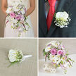 A tranquil, low wedding arrangement sits cradled in a smooth, creamy ceramic bowl, its design radiating calm refinement that would feel perfectly suited to an intimate Oxford reception. At the heart of the display, mauve-pink roses open in generous, cup-shaped blooms, their velvety petals catching the light with a soft, almost luminous glow. Around and beneath them, white phalaenopsis orchid stems spill outward and down, their elongated petals and pale yellow centres giving a sense of gentle movement, like fabric rippling along a bridal train. Tiny stars of gypsophila weave between the roses and orchids, creating a cloudlike veil that softens every edge. The palette of mauve, blush, and white feels serene and measured, evoking the calm light of a late afternoon drifting through an Oxford townhouse window or a quiet room overlooking University Parks. The visual textures invite touch: the satin-smooth orchid petals, the plush roses, and the airy, almost weightless spray of baby's breath. Hints of green foliage peek out around the blooms, grounding the arrangement and adding a breath of garden freshness, as though the flowers were just brought in from a walled garden off Iffley Road. Crafted with the care of an experienced local florist, the composition is low enough for conversation across a table yet lush enough to feel generous, making it ideal as a centrepiece for a wedding breakfast, a sweetheart table, or a special anniversary meal in Oxford. Its gentle, mixed fragrance suggests a soft promise of celebration, lingering without overwhelming-simply there, like a quiet blessing over the gathering.