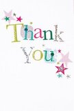 There's a gentle, uplifting energy in this thank you card-a sentiment cherished throughout the Oxford community from Summertown to the dreaming spires. The message 'Thank You' emerges in energetic, varied typography, each letter painted in a medley of radiant hues: shimmering silver, bright yellow, spirited greens, and joyful blues. Playful touches, like dainty dots or subtle stitched patterns, give a sense of handcrafted detail akin to the personalized touch given to each bouquet by Oxford florists. Stars in cheerful shades-dusty pink, luminous teal, and bright silver-float freely around the text, imbuing the card with a sense of celebration, as if gratitude is dancing through the air on a pristine spring day in South Park. The background is flawless white, offering the design generous breathing room and ensuring that every star and colour shines. The whole effect is one of lightness and warmth-an ideal companion for a fresh floral arrangement delivered across Oxford. The card wraps its thanks in sincerity and a hint of whimsy, mirroring the feeling you'd get receiving bright blooms and a note of appreciation from a beloved friend or neighbour.